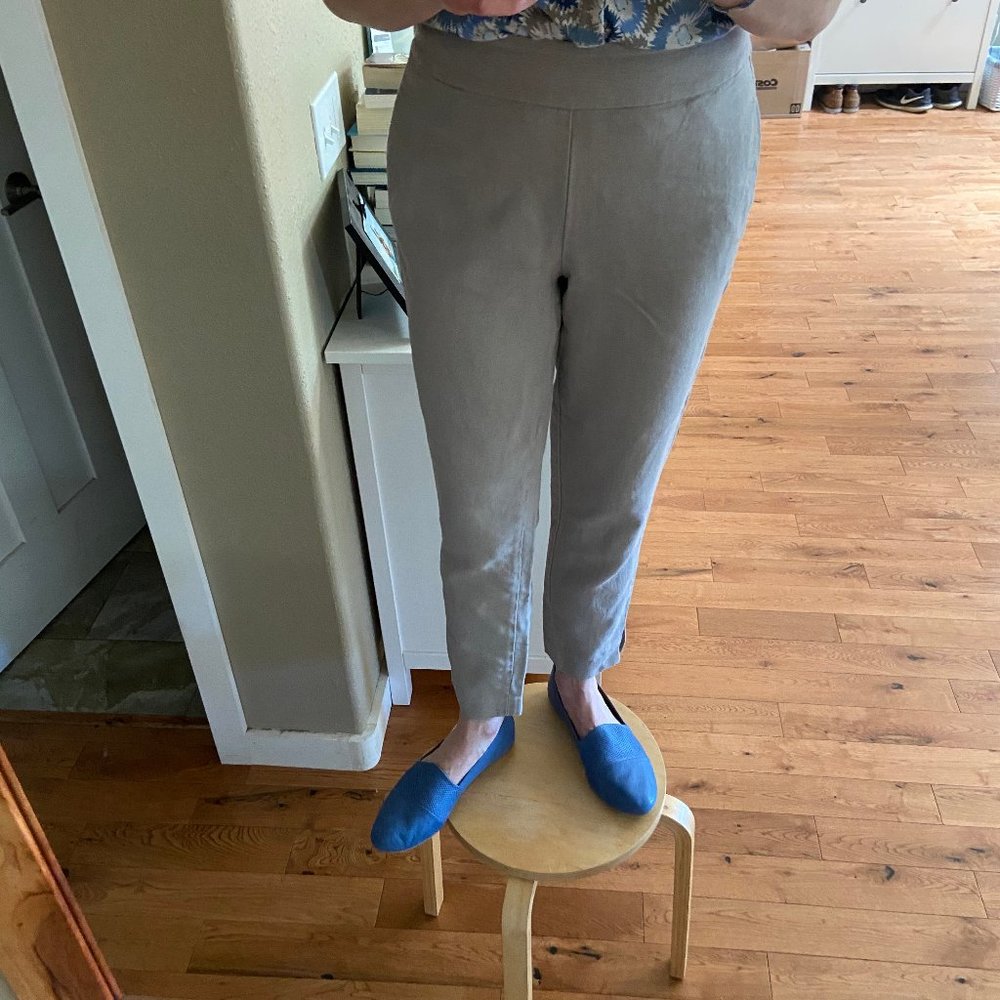 Boden taupe slim cropped linen/cotton pants